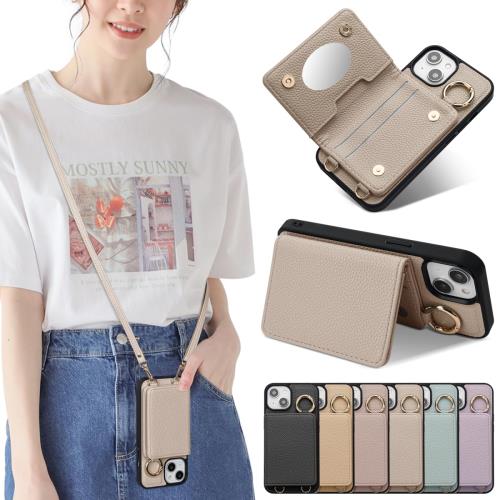 Sences iPhone 16 PLUS スマホケース iPhone 16 PLUS ケース 手帳型 ショルダー アイフォン 16 PLUS スマホケース 手帳型 カード収納 iPhone 16 PLUS 携帯ケース 手帳型 肩掛け 斜めかけ ストラップ付き 落下防止 アイフォン 16 PLUS ケース カード入れ 背面収納（iPhone 16