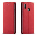 QLTYPRI Huawei P20 lite ケース 手帳型 高級PUレザー 皮革 TPU バンパー カード収納 スタンド機能 内蔵マグネット 耐衝撃 耐摩擦 上品 全面保護 人気 おしゃれ 財布型 カバー - レッド