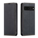 QLTYPRI Google Pixel 6 ケース 手帳型 ピクセル 6 スマホケース ピクセル 6 対応 高級PUレザー 皮革 TPU バンパー カード収納 スタンド機能 内蔵マグネット 耐衝撃 耐摩擦 上品 全面保護 人気 おしゃれ 財布型 カバー - ブラック