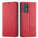 QLTYPRI Samsung Galaxy A53 5G ケース 手帳型 SC-53C/SCG15 ケース ギャラクシーA53 5G ケース 手帳型 本革 人気 高級PUレザー TPU バンパー カード収納 横置き機能 サイドマグネット 耐衝撃 耐摩擦 指紋防止 Galaxy A53 用 カバー - レッド