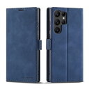 QLTYPRI Samsung Galaxy S23 Ultra ケース ケース 手帳型 スマホケース 携帯カバー SC-52D SCG20 ケース ギャラクシーS23 Ultra ケース 手帳型 高級PUレザー TPU バンパー カード収納 横置き機能 サイドマグネット 耐衝撃 耐摩擦 指紋防止 Galaxy S23 Ultra 対応 - ブルー