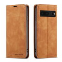 QLTYPRI Google Pixel 6a ケース 手帳型 ピクセル 6a スマホケース 高級PUレザー 皮革 TPU バンパー カード収納 スタンド機能 内蔵マグネット 耐衝撃 耐摩擦 上品 全面保護 人気 おしゃれ 財布型 カバー - ブラウン