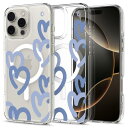 Spigen iPhone 16 Pro ケース MagSafe対応 クリア ストラップホール 米軍MIL規格 ウルトラ・ハイブリッド・マグフィット ACS08276 (ハート・デニム)