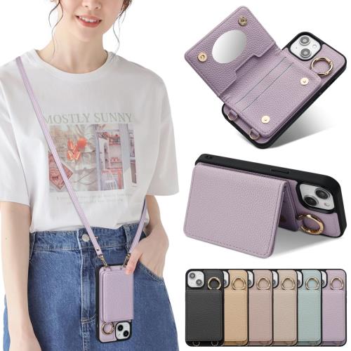 Sences iPhone 16 スマホケース iPhone 16 ケース 手帳型 ショルダー アイフォン 16 スマホケース 手帳型 カード収納 iPhone 16 携帯ケース 手帳型 肩掛け 斜めかけ ストラップ付き 落下防止 アイフォン 16 ケース カード入れ 背面収納 あいふぉん 16 携帯ケース 手帳 お財布