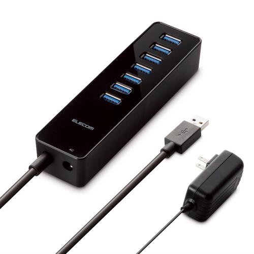 ���쥳�� USB3.0 �ϥ� 7�ݡ��� AC�����ץ��� ����եѥ �ޥ��ͥå��� MacBook / Surface Pro / Chromebook¾ �Ρ���PC Nintendo Switch�б� �֥�å� U3H-T719SBK