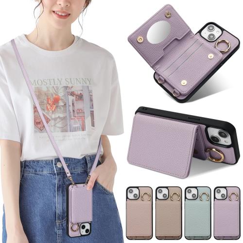 Sences 対応 iPhone 15 PLUS スマホケース iPhone 15 PLUS ケース 手帳型 ショルダー アイフォン 15 PLUS スマホケース 手帳型 カード収納 iPhone 15 PLUS 携帯ケース 手帳型 肩掛け 斜めかけ ストラップ付き 落下防止 アイフォン 15 PLUS ケース カード入れ 背面収納 あいふ