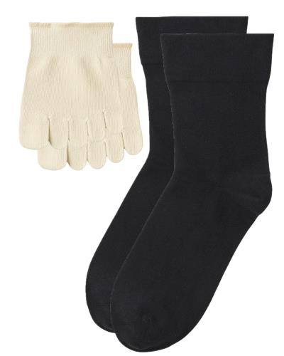 [オカモト] 綿と絹で作ったやさしい靴下 重ね履き靴下 5本指 ハーフ 先丸 クルー ソックス 646441 レディース