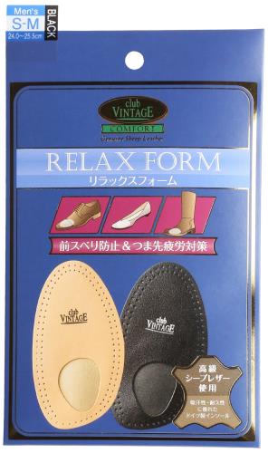 [M.モゥブレィ] 中足骨パッドで前滑り防止/ローファーのパカパカ対策 サイズ調整 歩行疲労対策 ハーフインソール シープレザー クッションスポンジ入り リラックスフォーム つま先 衝撃吸収 天然皮革 メンズ ブラック メンズSM(24.0~25.5cm)