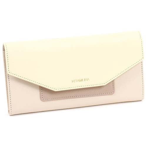 [キタムラ] 3色カラー 長財布 PH0784 ベージュ／イエロー 50401