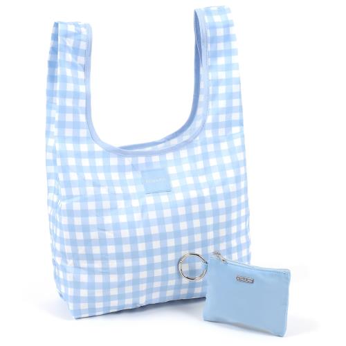 [キタムラ] ポーチ付き エコバッグ BN0006 レディース アイスブルー（ギンガムチェック） [青] 21211