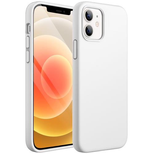 JEDirect iPhone12 mini シリコンケース (5.4インチ専用) シルキーソフトタッチ全面保護ケース マイクロファイバーライニング付き耐衝撃カバー (ホワイト)