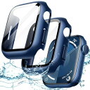 JEDirect Apple Watch Series 9 8 7 45mm用 防水ケース 液晶保護フィルム付き 強化ガラスフィルム内蔵 ハードPCバンパー 全...