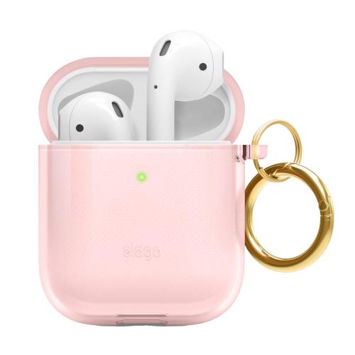 elago AirPods 対応 ケース クリア カラビナ 付き 耐衝撃 シンプル TPU 透明 カバー 衝撃 吸収 スリム ..