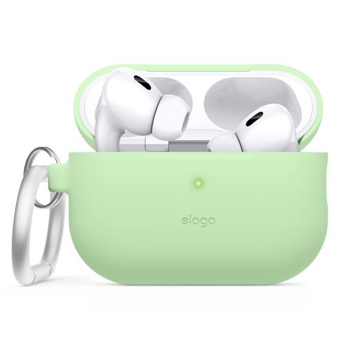 elago AirPods Pro2 対応 ケース シリコン カバー ストラップホール 使用可能 カラビナ 付き 耐衝撃 シリコンカバー 衝撃 吸収 スリム ソフト ケースカバー 傷防止 落