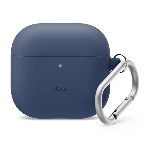 elago AirPods 4 対応 ケース シリコン カバー カラビナ 付き 耐衝撃 ソフト 薄型 落下防止 ワイヤレス充電 MagSafe 対応 [ AirPods4 エアポッツ 4 第4世代 対応 ] SILICONE HANG CASE ジーンインディゴ