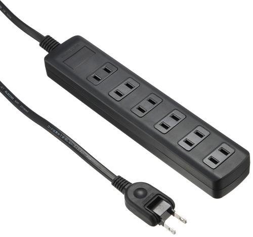 エレコム 電源タップ 雷ガード スイングプラグ 6個口 2.5m ブラック T-K1A-2625BK