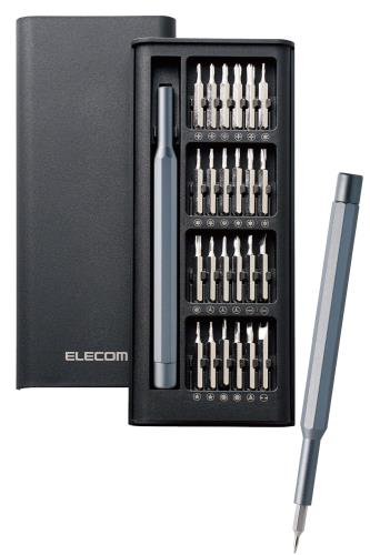 エレコム ドライバーセット 精密ドライバー 24種類 プラス・マイナス・トルクス・六角・Y型・星形・三角・U型 修理 分解 DIY 軽量 サビを防ぐニッケルメッキ 熱衝撃試験 硬さ試験 クリア TL-PD01BK-AZ