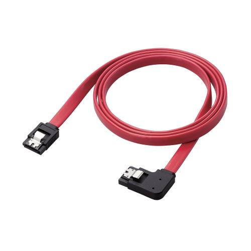 エレコム SATA ケーブル (ストレート-右L型) 1m 6Gbps対応 狭い隙間での配線に適したフラットケーブル 長く使用する社内システムや設備での使用に最適 EU RoHS指令準拠 レッド ST6-10RL/ID