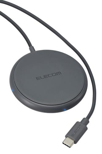 エレコム ワイヤレス充電器 Qi 正規認証品 コンパクトサイズ 5W ケーブル一体(1m) 滑り止めパッド 動作確認用LED USB充電器は別売り ダークグレー W-QA25DGY