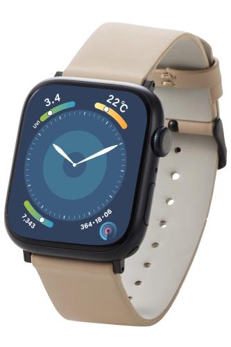 なめらかで肌なじみの良い上質なソフトレザーを採用したApple Watch用バンドです。 ステッチがなくシンプルなデザインです。 バンドをApple Watchに装着したままで画面の確認、本体の操作、各種ボタン操作、純正の磁気充電ケーブルへの設置が可能です。 自社環境認定基準を1つ以上満たし、『THINK ECOLOGY』マークを表示した製品です。 環境保全に取り組み、製品の包装容器におけるプラスチック重量を、社内基準製品より20%以上削減した製品です。