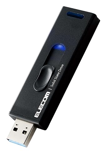 エレコム SSD 外付け 2TB USB3.2(Gen2) 読込速度500MB/秒 アルミ筐体 スライド式 キャップレス PS5/PS4/テレビ録画 対応 ブラック ESD-EMA2000GBK
