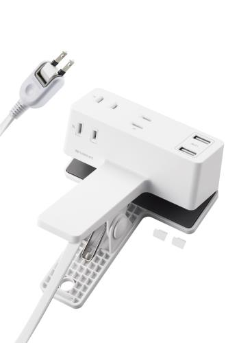 Usb Storage Media - エレコム 電源タップ クリップ 1.5m [ 3個口 USB-A×2 ] 雷ガード 極性対応 吊り下げ ほこりシャッター付 スイングプラグ ホワイト ECT-3015WH