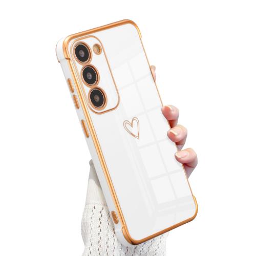 QLTYPRI Galaxy S23 FE ケース ギャラクシーS23 FE TPU カバー ハート模様 おしゃれ 韓国 可愛い 女性 人気 薄型 軽量 耐衝撃 スマホケース レンズ保護 落下防止 ワイヤレス充電対応 ストラップホール付 - ホワイト #2