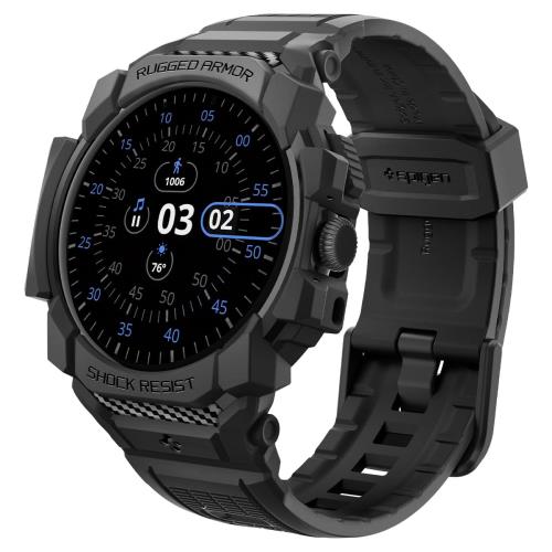 Spigen Pixel Watch 3 Large バンド 一体型 ケース カバー 耐衝撃 PC TPU 二重構造 スポーツバンド 落下 衝撃 吸収 耐久性 傷防止 ラギッド・アーマー・プロ ACS07599 (マット・ブラック)