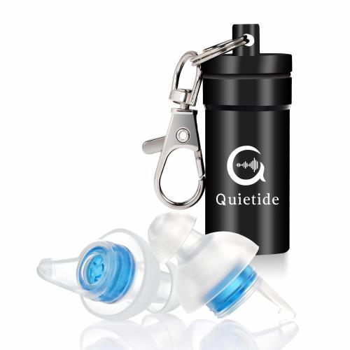 耳栓 安眠 防音 Quietide 睡眠用耳栓 遮音値31dB 睡眠 飛行機 仕事 勉強 繰り返し使用可能 携帯ケース付き 日本語説明書付 Q4 ブルー