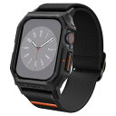 Spigen Apple Watch 10 ケース 42mm AppleWatch10 対応 ケースバンド一体型 コンパチブル ソロループ スポーツ 調整可能 ファブリック ライト・フィット・プロ(マットブラック)