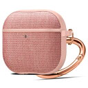Spigen AirPods 4 ケース Airpods 第4世代 ケース カバー ナイロンファブリック ワイヤレス充電 対応 カラビナ リング 滑り止めフィルム 付き 衝撃 吸収 軽量 キズ防止 耐衝撃 アーバン・フィット ACS08649 (ローズ・ゴールド)