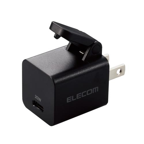 エレコム USB 充電器 20W USB PD対応 Type-C 1ポート [片手で楽に抜けるレバー付き] iPhone 14/13/12/SE3/SE2,Android 各種対応 ブラック MPA-ACCP31BK