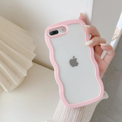 QLTYPRI iPhone 7 Plusケース iPhone 8 Plusケース クリア TPUカバー おしゃれ 韓国 可愛い 透明 薄型 軽量 耐衝撃 スマホケース ワイヤレス充電対応 ストラップホール付き アイフォン 7 Plus/8 Plus ケース 5.5インチ 対応 - ピンク