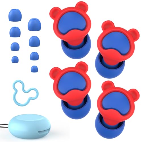 Quietide 子供用耳栓（6 ～12歳用）ライブ用耳栓 可愛い コンサートやフェス、飛行機、映画館、家庭、学校、遊びなどで大音量の場所で使用できる 聴覚過敏 騒音対策 小さめ 水洗い可能 繰り返し使える聴覚プロテクション 携帯ケース付き 日本語説明書付 Q37 赤と赤