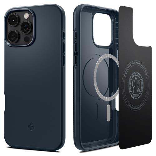 Spigen iPhone 16 Pro ケース MagSafe対応 マグネット搭載 米軍MIL規格 マット 薄型 シン・フィット・マグフィット ACS08108 (メタル・スレート)