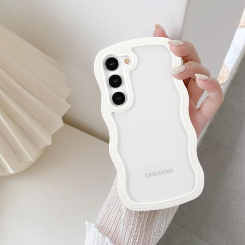 QLTYPRI Galaxy S24 FE ケースクリア SCG30 TPU バンパー ウェーブ おしゃれ 韓国 可愛い ケース 透明 薄型 軽量 耐衝撃 スマホケース ワイヤレス充電対応 ストラップホール付き ギャラクシーS24 FE ケース 6.7インチ 対応 - ホワイト