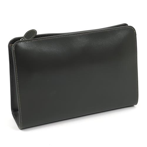 [キタムラ] ヌメ革 セカンドバッグ Z-0642 メンズ ダークグリーン／ゴールドステッチ [緑] 32441