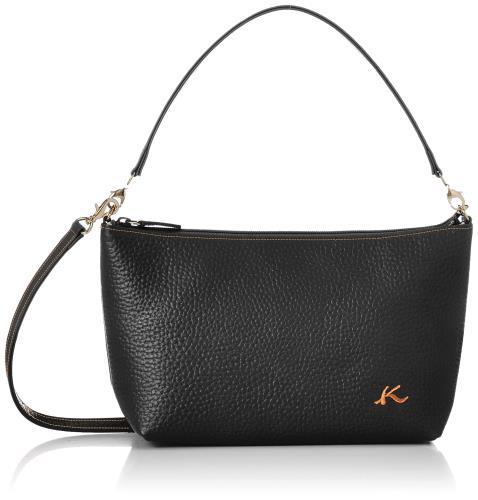 [キタムラ] シュリンクレザー 2wayポーチ RH0565 レディース ブラック／キャメルテッチ [黒] 15611