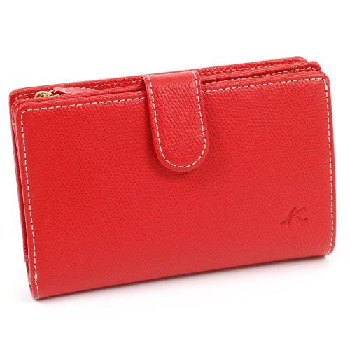[キタムラ] 二折財布 小銭入れL字ファスナータイプ PH0451 レッド／アイボリーステッチ [赤] 70915