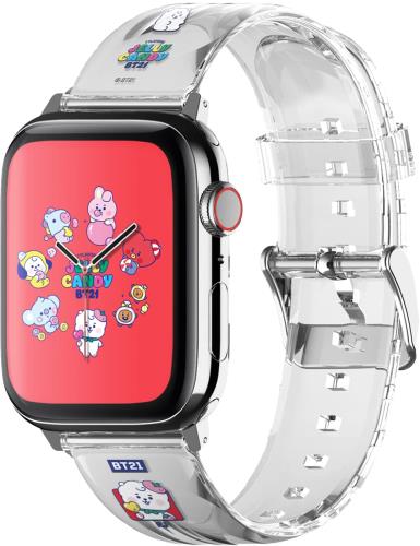 [elago] Apple Watch 7 45mm 44mm 42mm 各種 対応 バンド クリア BT21 グッズ クリアバンド 可愛い ベルト [ アップルウォッチ7 アップルウォッチSE アップルウォッチ 45 44 42 mm 各種 対応 ] LINE FRIENDS BT21 JELLY CANDY RJ