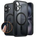 JETech iPhone 16 6.1インチ用 マグネットケース カメラコントロールボタン MagSafeに対応 半透明のマット背面 薄型 耐衝撃 フォンカバー (ブラック)