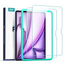 ESR 2枚入り iPad Air 13インチ フィルム M3/M2 (2025/2024 第7/6世代) 専用 ガイド枠付き ガラスフィルム スクリーン保護 9H 傷防止 気泡なし HD透明 指紋防止 Apple Pencil対応