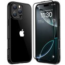 iPhone 16 pro max ケース ブラック ガラスフィルム付き 耐衝撃 アイフォン16 プロマックスケース 米軍MIL規格 耐久性 黄ばみ防止 アイホン16 promax ケース ワイヤレ