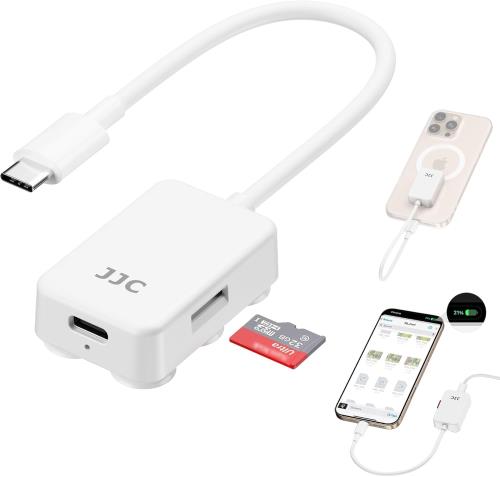 プラグアンドプレイ、電源不要JJC Type-Cカードリーダー MicroSD カードリーダー iPhone高速カードリーダー 充電とデータ転送同時進行 iPhone/iPad/MacBook/PC対応 双方向高速データ転送 いつでもどこでもデータ転送可能 外出撮影 旅行 ビデオクリップ 適用