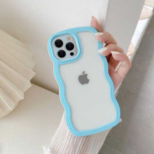 QLTYPRI iPhone 11 Pro Maxケース クリア TPUカバー おしゃれ 韓国 可愛い 透明 薄型 軽量 耐衝撃 スマホケース ワイヤレス充電対応 ストラップホール付き アイフォン 11 Pro Max ケース 6.7インチ 対応 - ブルー