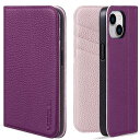 VISOUL iphone14 ケース 手帳型 本革 レザー アイフォン14 手帳型ケース カード収納 携帯ケース 全面保護 柔軟なTPU素材 マグネット式 スタンド機能付き スマホケース アイホン14対応 6.1インチ iphone 14 パープル ピック