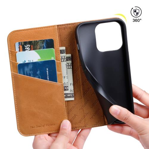 VISOUL iPhone14 Pro ケース 手帳型 本革 カードポケット アイフォン14 Pro ケース 手帳型 本革 レザー スマホケース iPhone 14 Pro 手帳ケース カード収納 衝撃吸収T