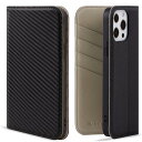 VISOUL iphone13 Pro Maxケース 手帳型 本革 カーボンレザーケース マグネット式 スタンド機能付き手帳型ケース カード収納 携帯ケース 全...