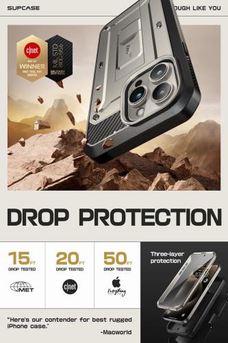 SUPCASE iPhone 15 Pro ケース 6.1インチ 2023 全面保護 耐衝撃性 米軍事規格取得 ケースと液晶保護フィルム一体型 腰かけクリップ付き 防塵 スタンド・リング機能 スポーツ UBProシリーズ