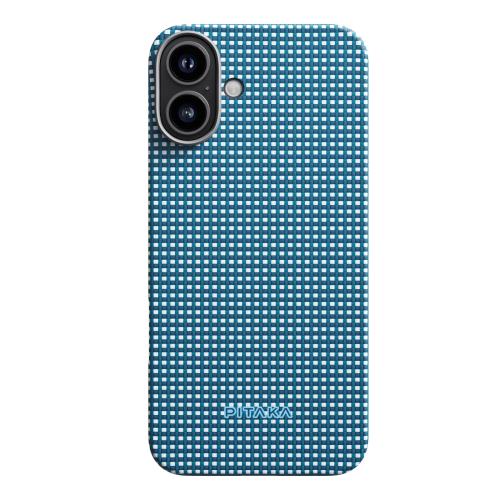 「PITAKA」iPhone 16用 極薄ケース MagSafe対応 上下カバーした アラミド繊維製 ワイヤレス充電対応 耐衝撃 薄型 おしゃれ Ultra-Slim Case (Ocean Blue 海）